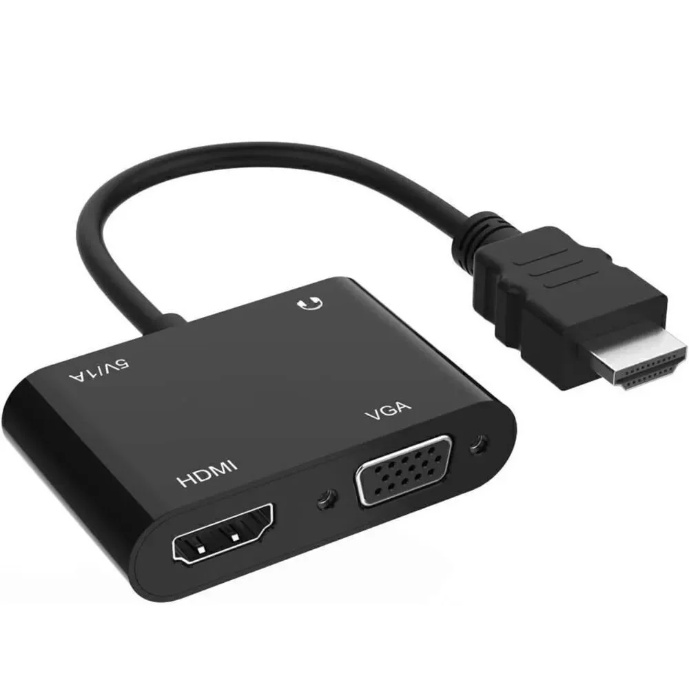 HDMI to VGA HDMI Adapter, HDMI Splitter 1 HDMI in VGA HDMI 2 Out for Computer